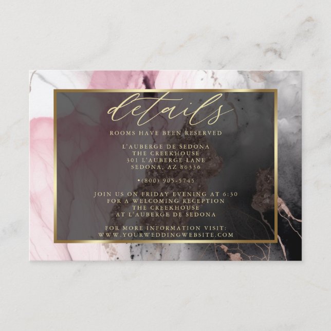 Modern QR Code Paint Abstract Rose Charcoal Gold  Enclosure Card (Front)