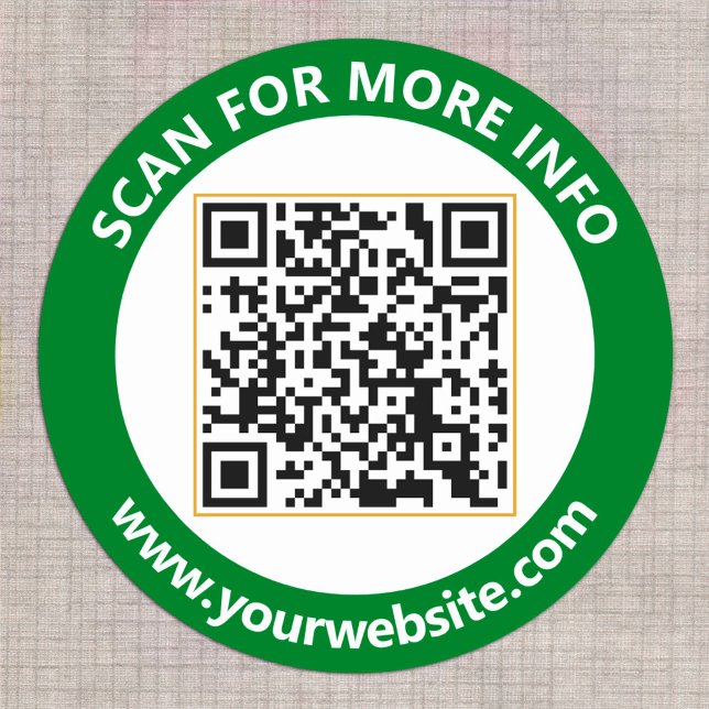 Modern QR Code personalised Text Forest Green Classic Round Sticker (Creator Uploaded)