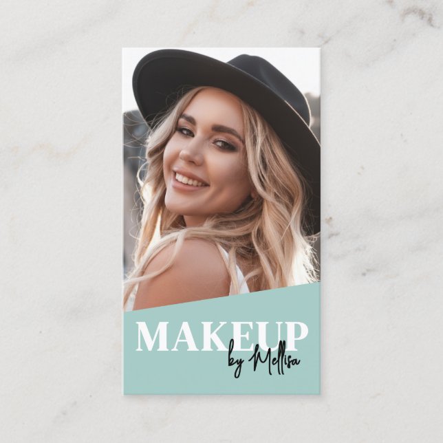 Modern QR Code Photo Makeup Vertical Business Card (Front)