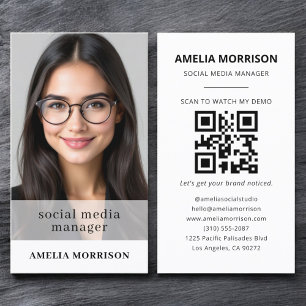 Modern QR Code Photo Minimalist Professional Business Card
