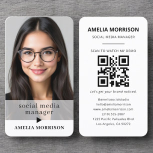 Modern QR Code Photo Minimalist Professional Business Card