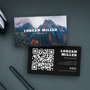 Modern QR CODE Photo Minimalist Professional Business Card