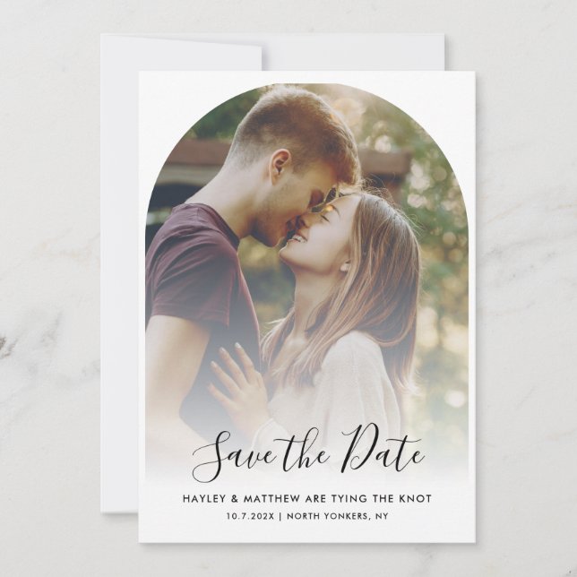 Modern QR Code Photo RSVP Wedding Save The Date (Front)