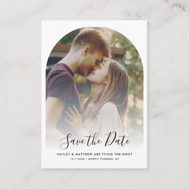 Modern QR Code Photo RSVP Wedding Save the Date Enclosure Card (Front)