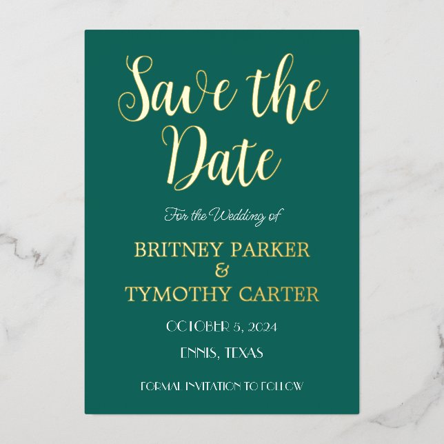 Modern QR Code Photo Script Emerald Green Wedding (Front)