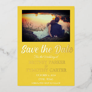 Modern QR Code Photo Yellow Wedding Gold Foil