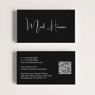 Modern QR Code Professional Black Business Card