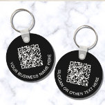 Modern QR Code Promotional Black Key Ring<br><div class="desc">Modern black promotional keychain for your business or organisation,  Add your QR code or logo and two lines of customised text,  such as your company name,  slogan,  thank you,  etc.,  in simple white typography.</div>