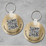 Modern QR Code Promotional Gold Key Ring<br><div class="desc">Simple modern promotional keychain for your business or organisation with a brushed gold faux metallic background. Add a QR code or logo and two lines of customised text,  such as your company name,  slogan,  thank you,  etc.</div>