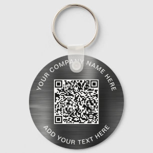 Modern QR Code Promotional Silver Key Ring