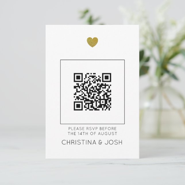 Modern QR Code RSVP Online Wedding Invitation   (Standing Front)