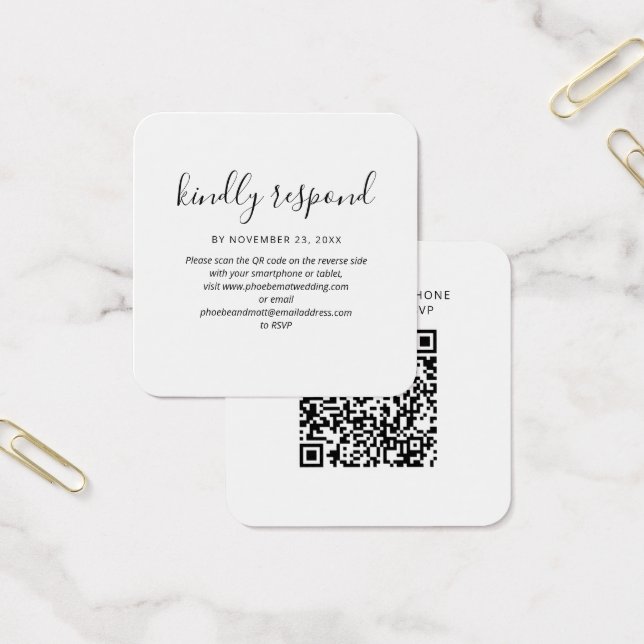 Modern QR Code RSVP Wedding Website Card (Office)