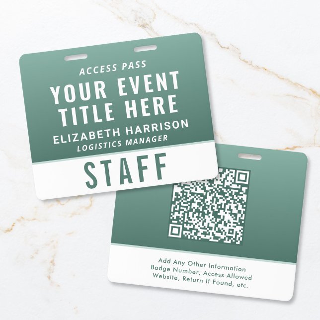 Modern QR Code Sage Green Event Access ID Badge (Modern QR Code Sage Green Event Access ID Badge)
