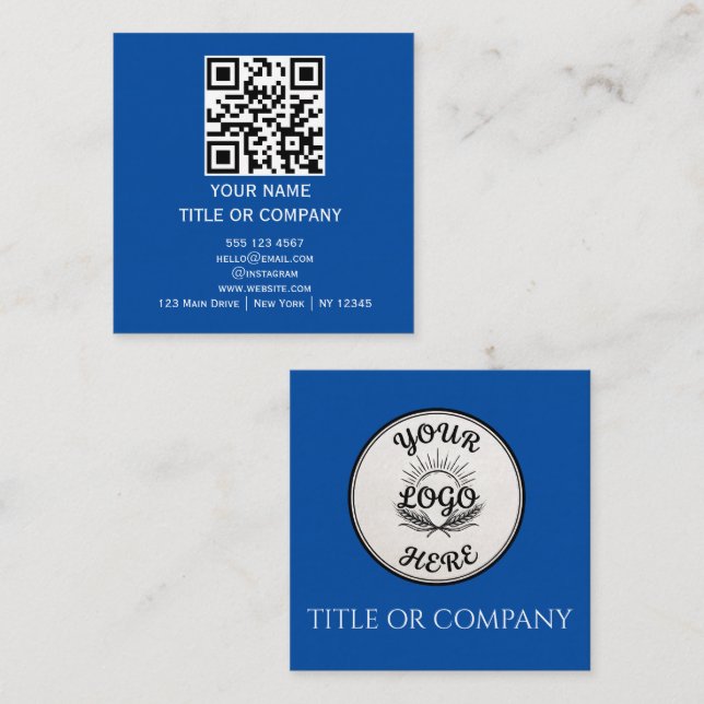 Modern QR Code Scan Website Square Business Card (Front/Back)