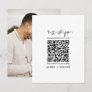 Modern QR Code Scannable Wedding R.S.V.P. Reply  Invitation