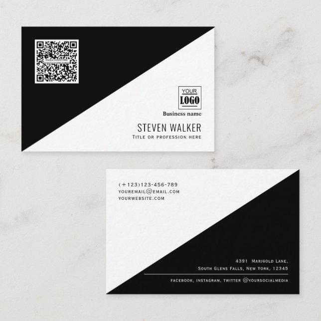 Modern QR Code Simple Professional Corporate Business Card (Front/Back)