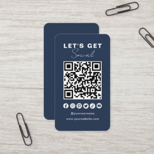 Modern QR Code Social Media Connect With Us Business Card
