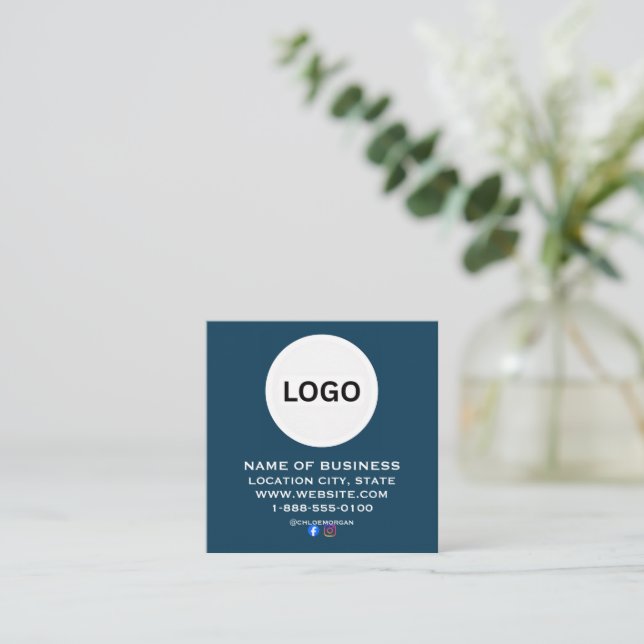Modern QR Code Social Media | Custom Logo Digital  Square Business Card (Standing Front)