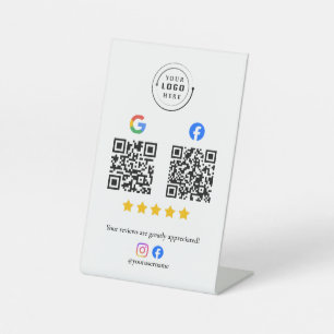 Modern QR Code Social Media Custom Logo Pedestal Sign