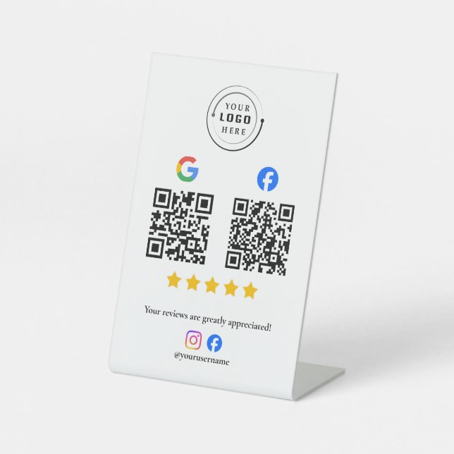 Modern QR Code Social Media | Custom Logo Pedestal Sign (Front)