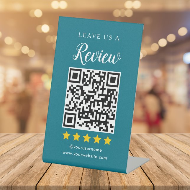 Modern QR Code Social Media Leave us a Review Pedestal Sign (Creator Uploaded)