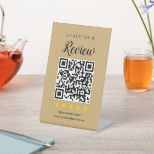 Modern QR Code Social Media Leave us a Review Pedestal Sign