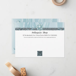 Modern QR Code Teal Silk Foil Business Store Card