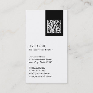 Modern QR code Transportation Broker Business Card