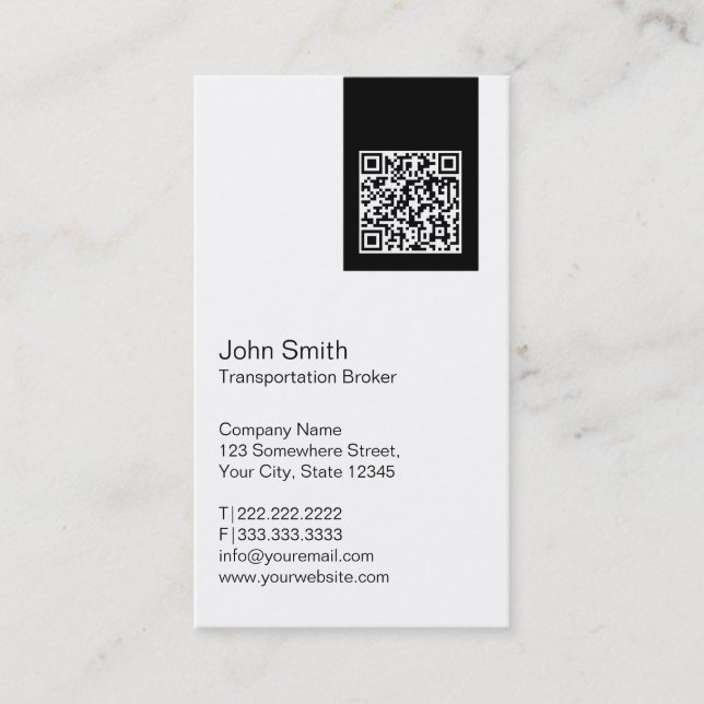 Modern QR code Transportation Broker Business Card (Front)