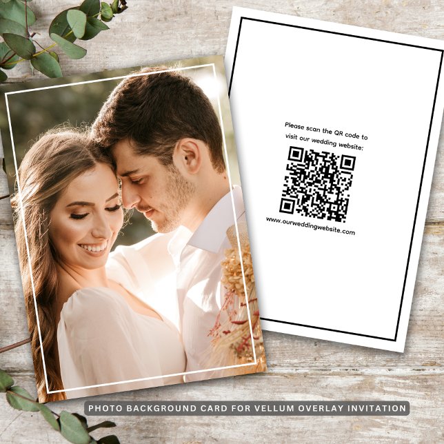 Modern QR Code Vellum Overlay Background Photo  Save The Date (Modern QR Code Vellum Overlay Background Photo Save The Date
)