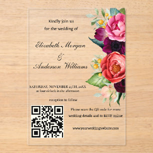 Modern QR Code Wedding Acrylic Invitations