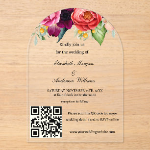 Modern QR Code Wedding Acrylic Invitations