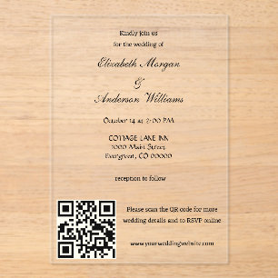 Modern QR Code Wedding Acrylic Invitations