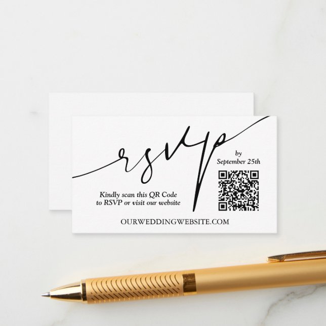 Modern QR Code Wedding Enclosure Card (Front/Back In Situ)