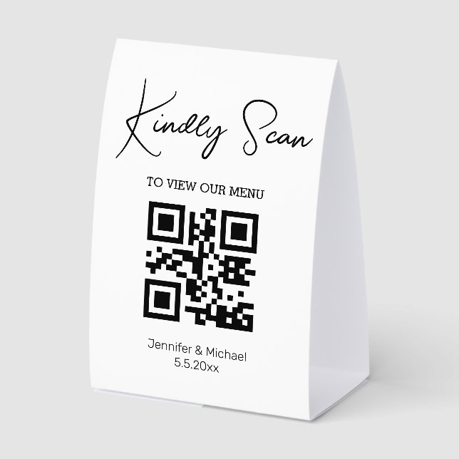 Modern QR Code Wedding Menu Minimalist  (Front)