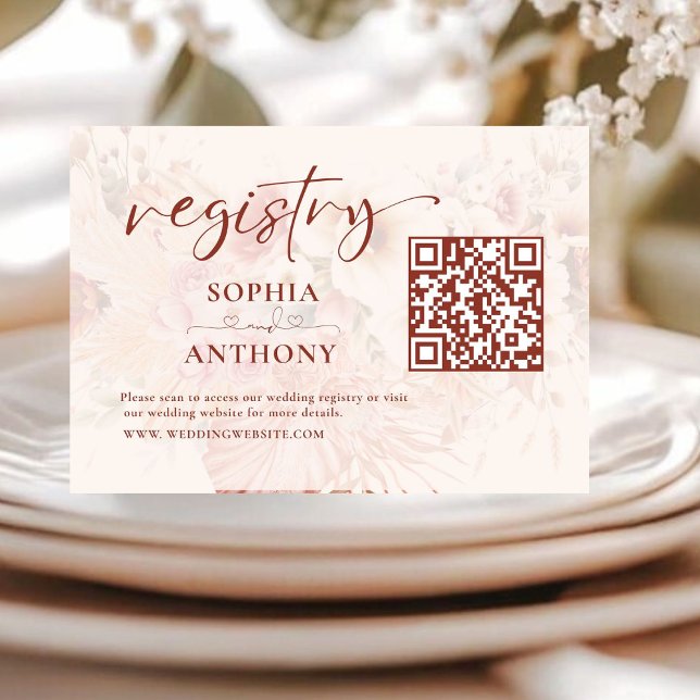 Modern QR Code Wedding Registry Card Minimalist  (Creator Uploaded)