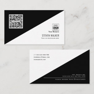 Modern QR code with logo clean minimal corporate Business Card