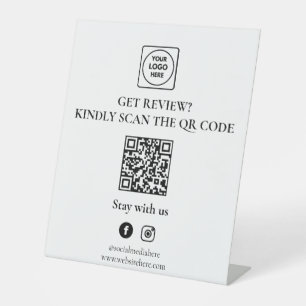 Modern QR Feedback Stand for Social Marketing feed Pedestal Sign