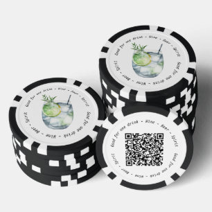 Modern QR Gin Tonic Business Event Drink Voucher Poker Chips