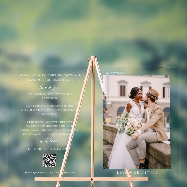 Modern QR | Photo Thank You & Welcome Acrylic Sign (Neutral)