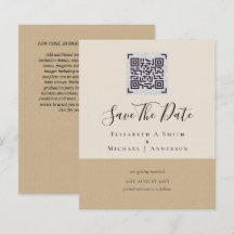 Modern QR Scanning Code Wedding Save Date Invites
