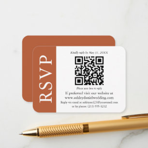 Modern QR Wedding RSVP Terracotta and White Enclosure Card