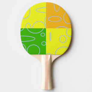 Modern Quad Geometric Loops on Yellow Green Orange Ping Pong Paddle