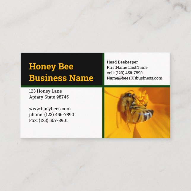 Modern quartered beekeeper business card (Front)
