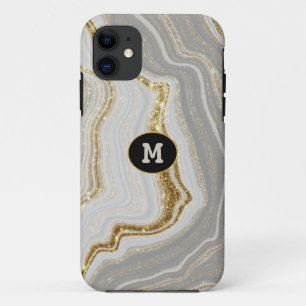 Modern Quarts & Gold Agate Crystal Personalise iPhone 11 Case
