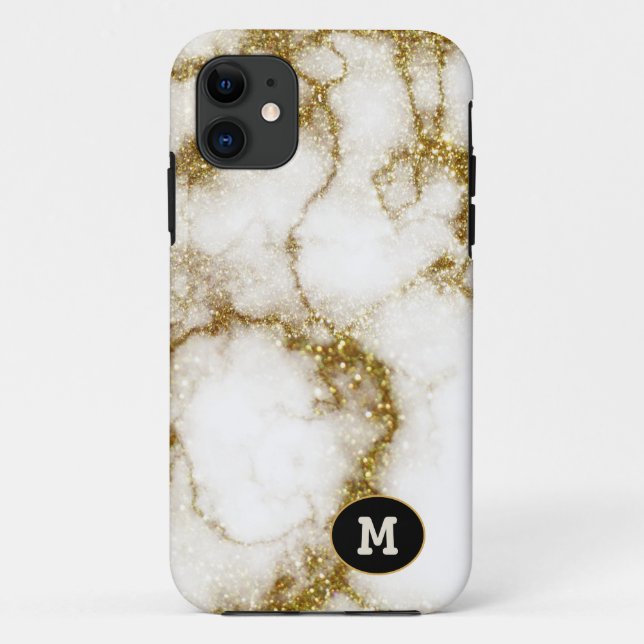 Modern Quarts & Gold Stone Crystal Personalise Case-Mate iPhone Case (Back)