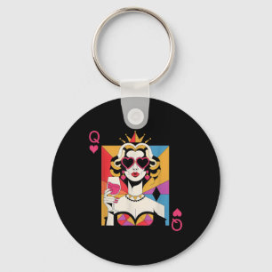 Modern Queen Of Hearts Valentines Day Key Ring