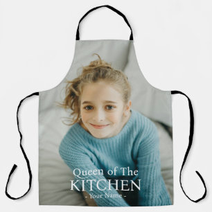 Modern Queen of the Kitchen Photo Name Apron