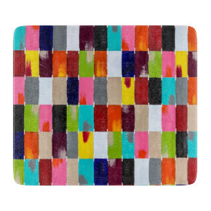 Modern Quilt 6 x 7 Deco Glass Cutting Board