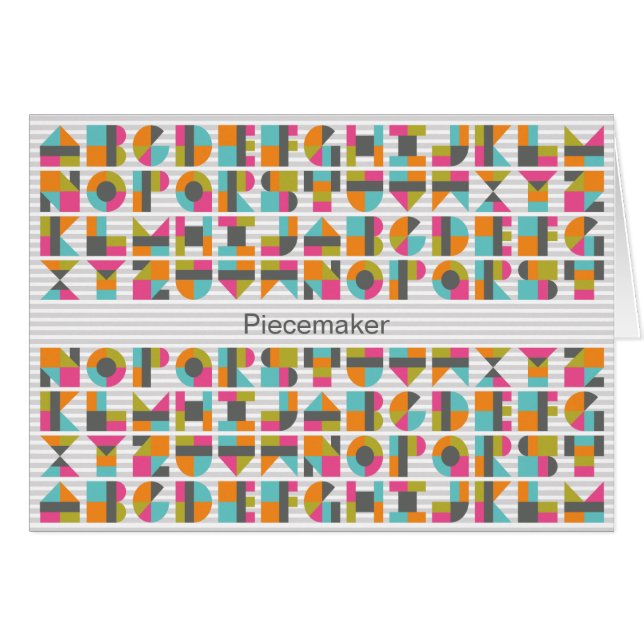 Modern Quilt Block Love Letters Note Card (Front Horizontal)